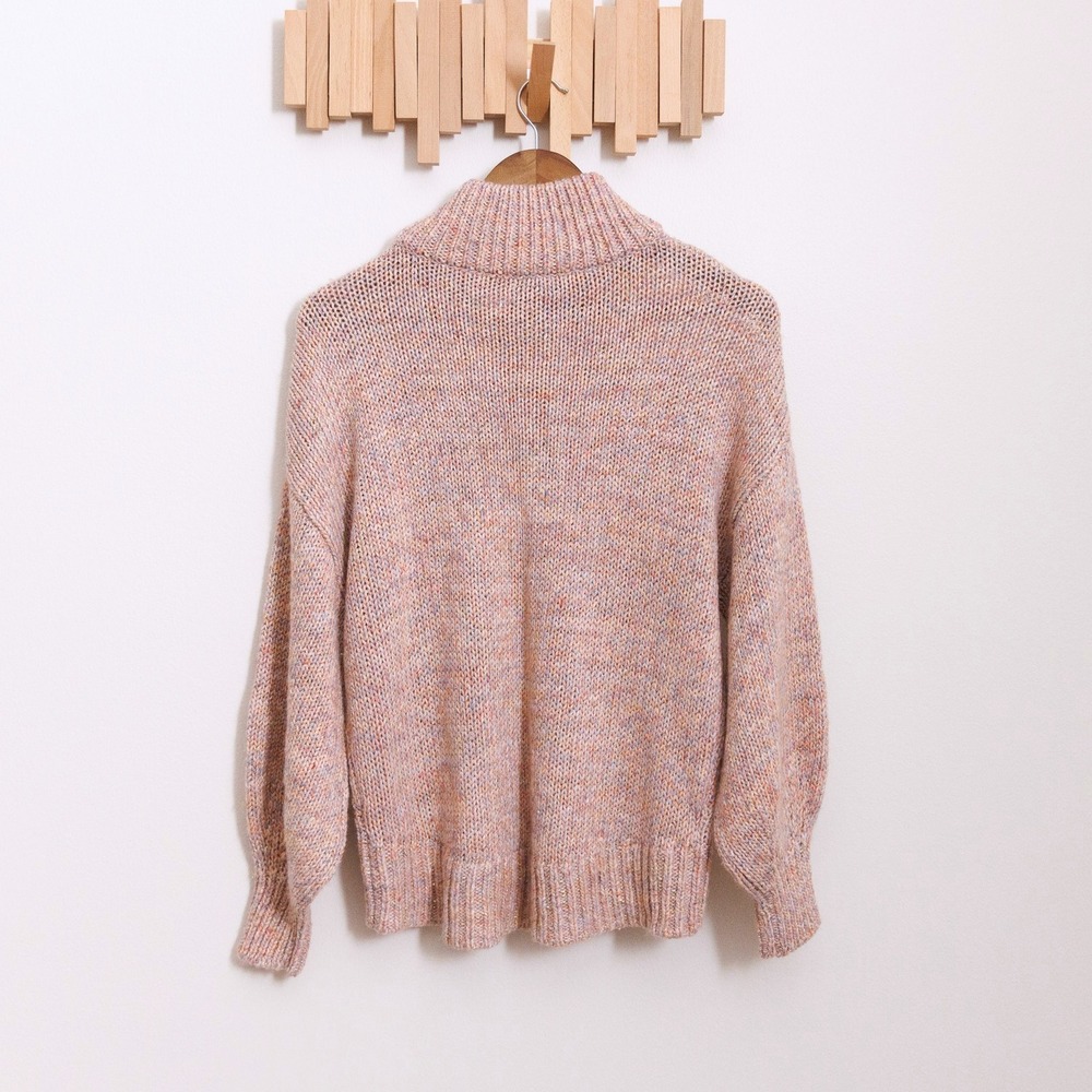 Ann Taylor Mock Neck Space Dye Sweater Pastel Pink Gold Shimmer Knit Small - Picture 4 of 7